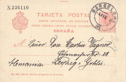 SPAIN - TARJETA POSTAL 1912 BARCELONA > LEIPZIG -57 Mm-  / G219 - 1850-1931