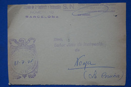 #2  ESPAGNE BELLE LETTRE DEVANT 1931 BARCELONA  POUR NOYA+SN  + AFFRANCH. INTERESSANT - Storia Postale