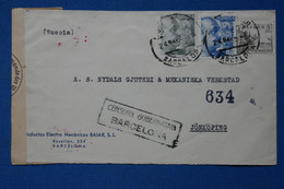 #2  ESPAGNE BELLE LETTRE CENSUREE RARE 1944 BARCELONA    POUR  SUEDE  +  + AFFRANCH. INTERESSANT - Storia Postale