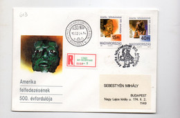 5CRT613 - UNGHERIA 14.4.1992 , FDC Raccomandata COLOMBO - Storia Postale