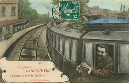 Labouheyre * Souvenir De La Commune * Je Pars Et Vous Envoie Le Bonjour * Train Gare - Other & Unclassified