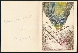 Stefanovits Péter (1947-): Karácsonyi üdvözlőlap, 1989. Rézkarc, Papír, Jelzett, Autográf Sorokkal. 14,5×9 Cm - Otros & Sin Clasificación