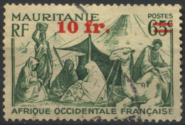 A.O.F., Mauritanie, 1913.16, Bédouins, Campement, Surcharge Rouge 10 Fr. Sur 65 C., Oblitéré - Oblitérés