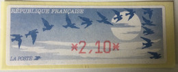 ATM DIVA 2,1f Bleu Foncé Encre Rouge - 1990 « Oiseaux De Jubert »