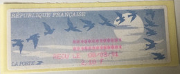 ATM LISA 2,1f Bleu Foncé REÇU Le 08/03/91 Encre Rouge - 1990 « Oiseaux De Jubert »