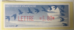 ATM LISA 3,8f Bleu Foncé LETTRE Encre Rouge - 1990 Type « Oiseaux De Jubert »