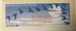 ATM LISA 0,1f Bleu Foncé REÇU Le 21/06/90 Encre Rouge - 1990 « Oiseaux De Jubert »