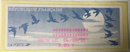 ATM LISA 3,8f Bleu Foncé REÇU Le 04/03/91encre Rouge - 1990 « Oiseaux De Jubert »