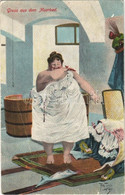 T3 1917 Gruss Aus Dem Moorbad / Greetings From The Mud Spa, Fat Woman In The Bath, Humour S: Arthur Thiele (EB) - Sin Clasificación