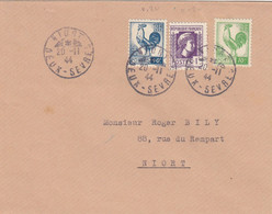 LETTRE. 20 11 44. COQ ALGER 10c + 40c + MARIANNE 1Fr.  NIORT - 1944 Hahn Und Marianne D'Alger