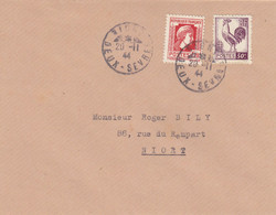 LETTRE. 20 11 44. COQ ALGER 30c +  MARIANNE 1,20Fr.  NIORT - 1944 Hahn Und Marianne D'Alger