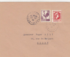 LETTRE. 20 11 44. COQ ALGER 30c +  MARIANNE 1,20Fr.  NIORT - 1944 Coq Et Marianne D'Alger