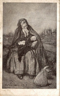 ILLUSTRATION SIGNEE ABEL FAIVRE FEMME ERRANTE ET SON ENFANT - Faivre