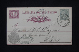 ITALIE - Entier Postal + Complément De Livorno Pour Paris En 1878 - L 105038 - Stamped Stationery