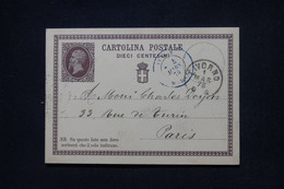 ITALIE - Entier Postal De Livorno Pour Paris En 1876 Avec Cachet Bleu D'entrée En France Par Modane - L 105039 - Postwaardestukken