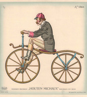 Oude Fiets - Velo Ancien Houten Michaux 1864 - Lemet Bicycle Hilversum 1949 - Prenten & Gravure