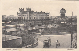 8581) HAMM - Westfalen - BAHNHOF Mit ZUG - Davor Unterführung Mit Sehr Alte STRAßENBAHN - TOP AK - Hamm