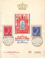 LUXEMBOURG - FEUILLET CARITAS 1945 - 20FR BLOC AVEC TIMBRES - CACHET LUXEMBOURG VILLE - 14-4-1945. - Sonstige & Ohne Zuordnung