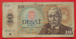 X1- 10 Korun 1986. Czechoslovakia- Ten Koruna, Pavol Orszag Hviezdoslav, Orava Mountains, Circulated Banknote - Checoslovaquia