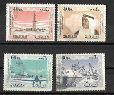 UAE Sharjah Postal Used Stamps 1970 Value 40 Dh, 40 Dh,60 Dh, 60 Dh Anni Of Accession Used - Sharjah