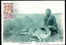 ETHIOPIA (1919) Sommering's Gazelle. Maximum Card With First Day Cancel. Scott No 120, Yvert No 117. Minor Scuff - Ethiopia