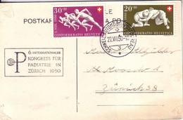 CENTENAIRE DU TIMBRE FEDERAL - N°500+499 SUR CARTE POSTALE - CACHETSCHWEIZ.AUTOMOBIL-POSTBUREAU - 27-7-1950 - Poststempel