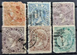 SPAIN 1867/68 - Canceled - Sc# 90, 96, 97, 97, 100, 101 - Used Stamps
