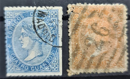 SPAIN 1867 - Canceled - Sc# 89, 90 - Used Stamps