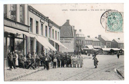 1200, Nord, Vieux Condé, Deisart 1249, Un Coin De La Place, Café Restaurant De La Mairie Bonnefoye, Marché, Voyagée En 1 - Vieux Conde