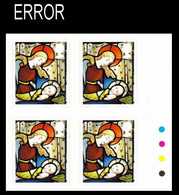 GREAT BRITAIN 2020 Stainless Glass Christmas Madonna Jesus 1st TRAFFIC MARG.4-BLOCK ERROR:Intact Matrix GB St Andrew’s - Variedades, Errores & Curiosidades