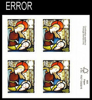 GREAT BRITAIN 2020 Stainless Glass Christmas Madonna Jesus 1st CORNER 4-BLOCK ERROR:Intact Matrix GB St Andrew’s Church, - Errors, Freaks & Oddities (EFOs