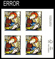 GREAT BRITAIN 2020 Stainless Glass Christmas Madonna Jesus 1st CORNER 4-BLOCK ERROR:Intact Matrix GB St Andrew’s Church, - Verres & Vitraux