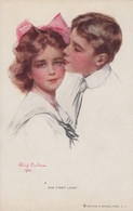 Boileau Artist Image, 'His First Love' Boy Kisses Girl C1910s Vintage Postcard - Boileau, Philip