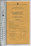 Canada Registration Receipt Book See Description..................(Box 8) - Recommandés