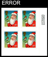 GREAT BRITAIN 2012 Christmas 1st Bird Robin Santa Claus NUMBER CORNER 4-BLOCK ERROR:Intact Matrix GB - Plaatfouten En Curiosa