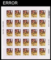GREAT BRITAIN 2008 Christmas 1st The Genie From Aladdin Traffic COMPLETE SHEET:25 Stamps ERROR:Intact Matrix GB Arabia - Hojas & Múltiples
