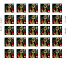GREAT BRITAIN 2005 Christmas 1st Maria Jesus Painting Date Number COMPLETE SHEET:25 Stamps ERROR:Intact Matrix Pp GB - Plaatfouten En Curiosa