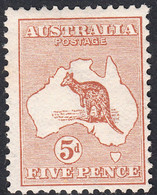 1913 AUSTRALIA KANGAROO 5d CHESTNUT (SG#8) MH - Mint Stamps