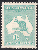1929 AUSTRALIA KANGAROO 1/- BLUE GREEN / SMALL MULTIPLE WMK (SG#109) MH VF - Mint Stamps