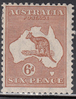 1932 AUSTRALIA  ""Roo""  6d  CHESTNUT (SG#132) MH  VF - Mint Stamps