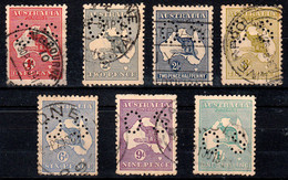 1915-28 AUSTRALIA KANGAROO OFFICIAL 7 VALUES (SG# O43-O48) FINE USED - Dienstzegels