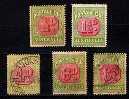 AUSTRALIA POSTAGE DUE 5 VALUES MINT & USED - Postage Due