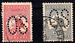 1913 AUSTRALIA KANGAROO OFFICIAL 2 VALUES (SG# O2d-O3) FINE USED - Oficiales