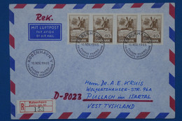 #4  DANEMARK   BELLE LETTRE 1965 POUR WEST GERMANY  + BANDE DE 4 T.P +AFFRANCH. PLAISANT - Lettres & Documents