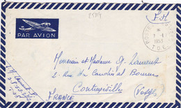 25314# INDOCHINE VIETNAM LETTRE PAR AVION FM FRANCHISE MILITAIRE Obl POSTES AUX ARMEES TOE T.O.E. 1953 CONTREXEVILLE VOS - War Of Indo-China / Vietnam