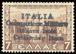 ITALY ITALIA CEFALONIA E ITACA EMISSIONE ARGOSTOLI 1941 7 D. (Sass. 52) NO GUM - Cefalonia & Itaca