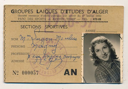 ALGERIE - Carte D'identité - Groupes Laiques D'Etudes D'Alger / Sections Sportives - 1956/57 - Historical Documents