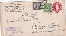 USA 1932    ENTIER POSTAL/GANZSACHE/POSTAL STATIONERY LETTRE RECOMMANDEE DE LOS ANGELES AVEC CACHET ARRIVEE FRANKFURT - 1921-40