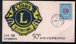Pérou 1967 FDC 50 Ans De Lions International - Pérou