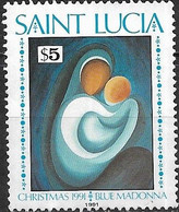 ST LUCIA 1991 Christmas. Paintings By Duncan St Omer - $5 - Blue Madonna MH - St.Lucie (1979-...)